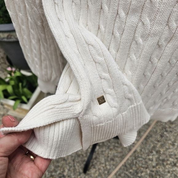 Lauren ralph lauren Puff Sleeve Ribbed Cable Cotton Sweater Pullover SP - Picture 7 of 13